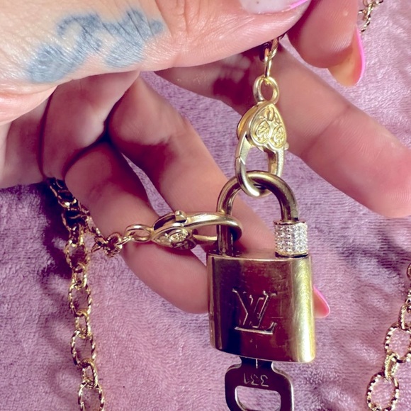 Louis Vuitton LV Padlock and Key on a Stainless Steel Gold Necklace Authentic - Picture 11 of 16